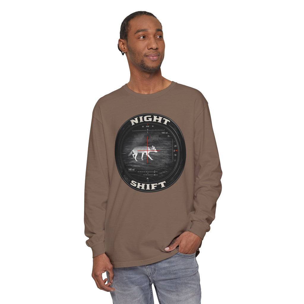 Night Shift Thermal Coyote Hunting Shirt | Predator Hunter Long Sleeve Tee | Night Vision Scope Graphic | Gift for Hunters | 3XL Available