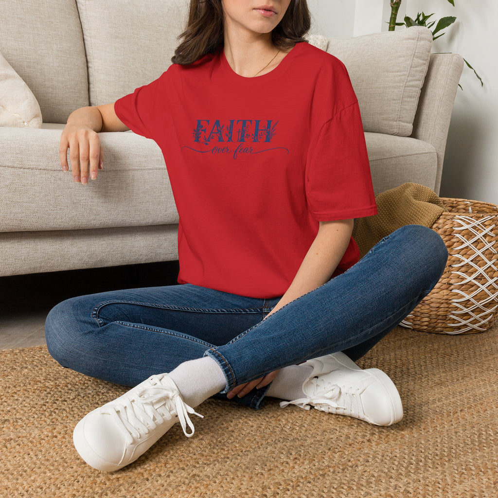 Faith Over Fear Christian T-Shirt | Floral Faith Graphic Tee | Inspirational Religious Shirt | Women's Church Gift