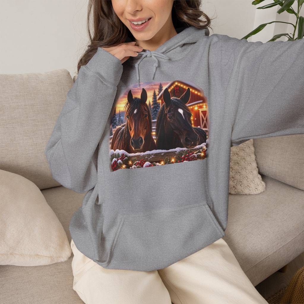 Christmas Horse Hoodie, Country Christmas Sweatshirt, Horse Lover Gift, Farm Christmas Hoodie, Equestrian Holiday Gift