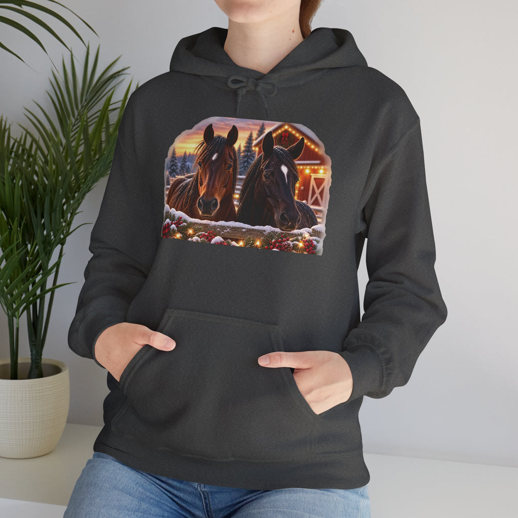 Christmas Horse Hoodie, Country Christmas Sweatshirt, Horse Lover Gift, Farm Christmas Hoodie, Equestrian Holiday Gift