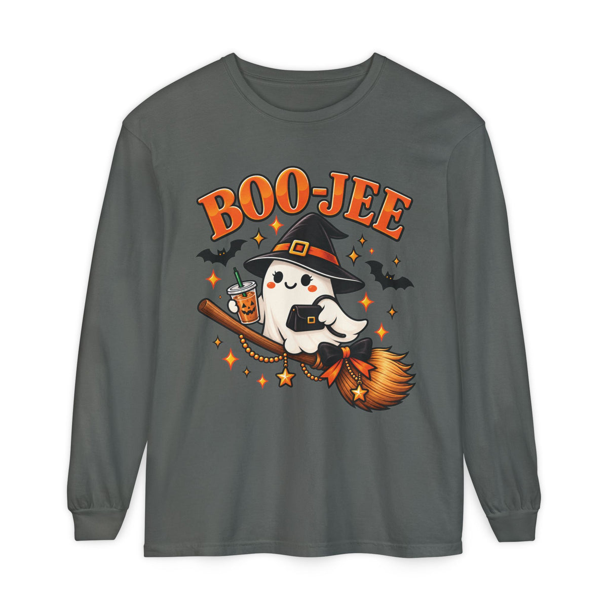 Boo-Jee Ghost Long Sleeve Shirt, Cute Halloween Coffee Tee, Witchy Fall Shirt