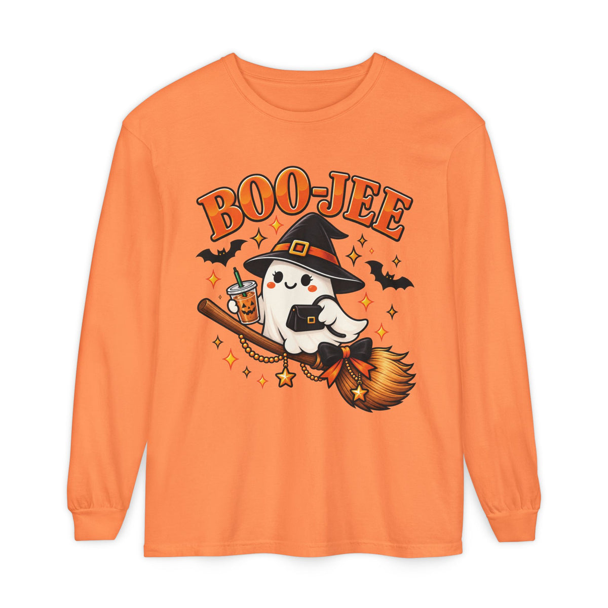 Boo-Jee Ghost Long Sleeve Shirt, Cute Halloween Coffee Tee, Witchy Fall Shirt