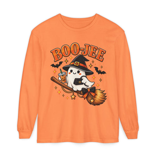 Boo-Jee Ghost Long Sleeve Shirt, Cute Halloween Coffee Tee, Witchy Fall Shirt