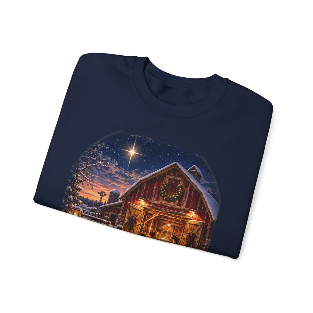 Christmas Nativity Sweatshirt, Country Christmas Crewneck, Manger Barn Scene, Christian Christmas Shirt, Faith Holiday Gift