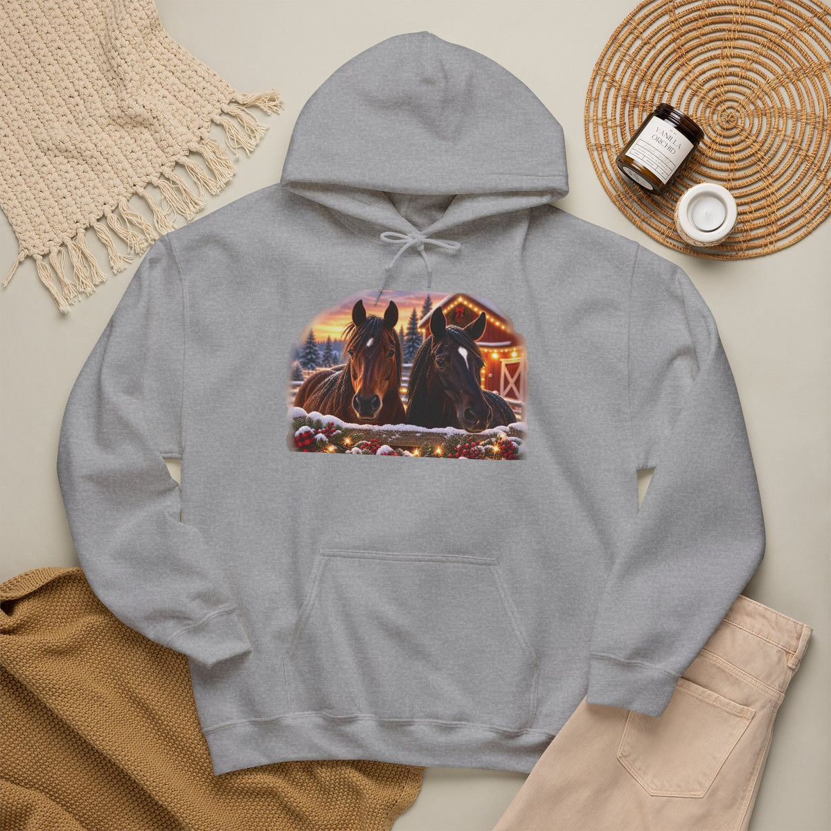Christmas Horse Hoodie, Country Christmas Sweatshirt, Horse Lover Gift, Farm Christmas Hoodie, Equestrian Holiday Gift