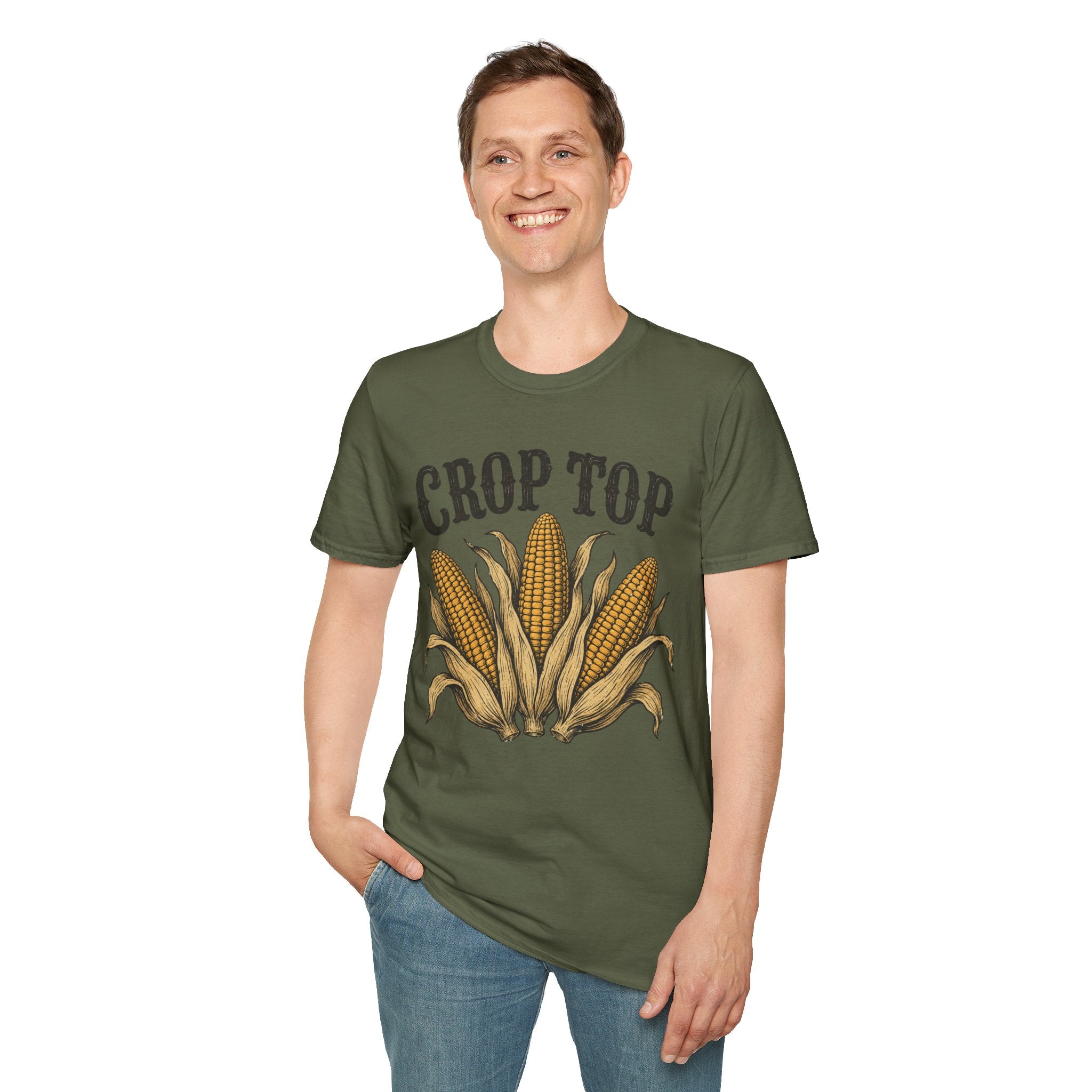 Crop Top T‑Shirt — Corn Graphic Farm Tee