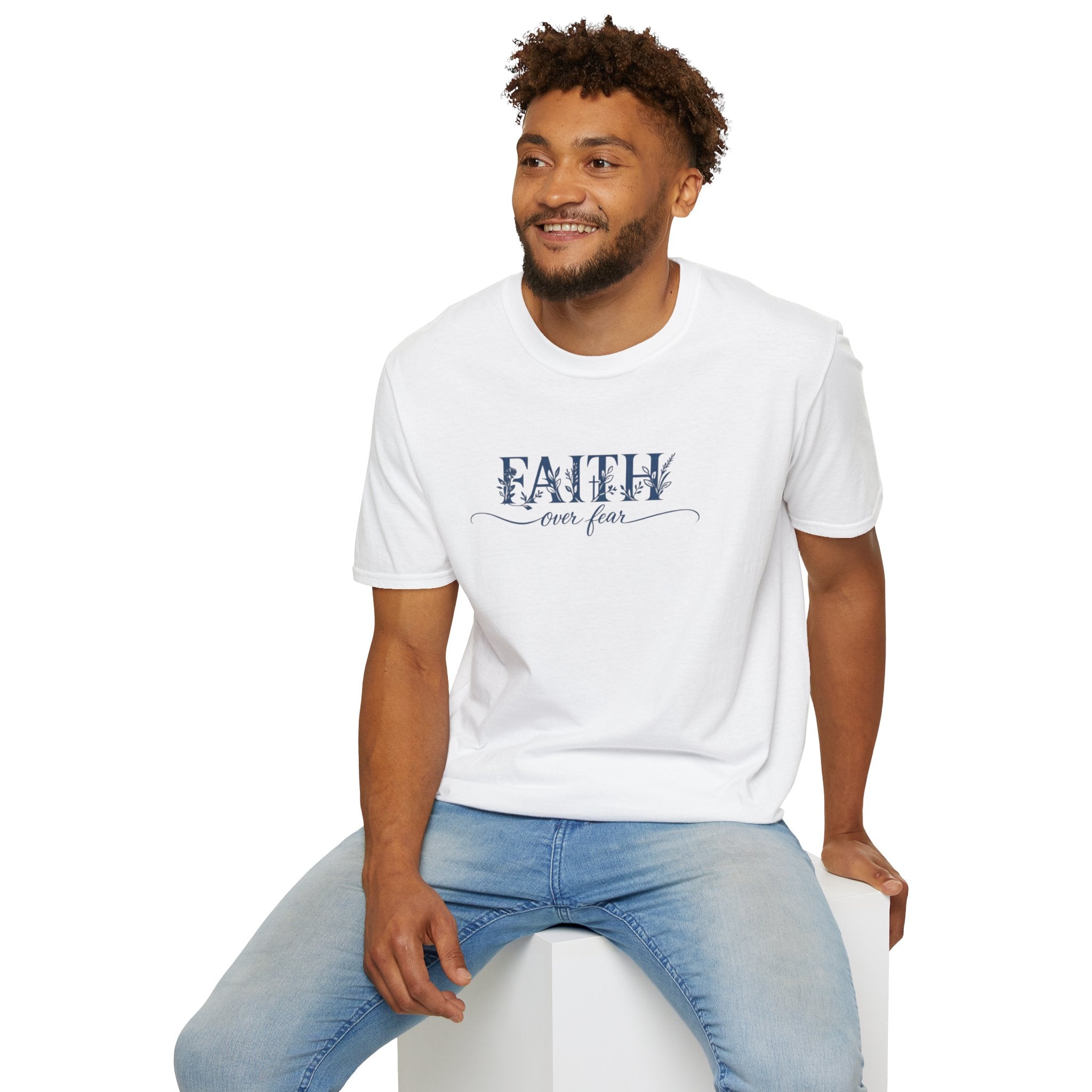 Faith Over Fear Christian T-Shirt | Floral Faith Graphic Tee | Inspirational Religious Shirt | Women's Church Gift