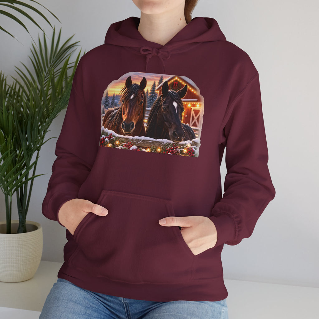 Christmas Horse Hoodie, Country Christmas Sweatshirt, Horse Lover Gift, Farm Christmas Hoodie, Equestrian Holiday Gift