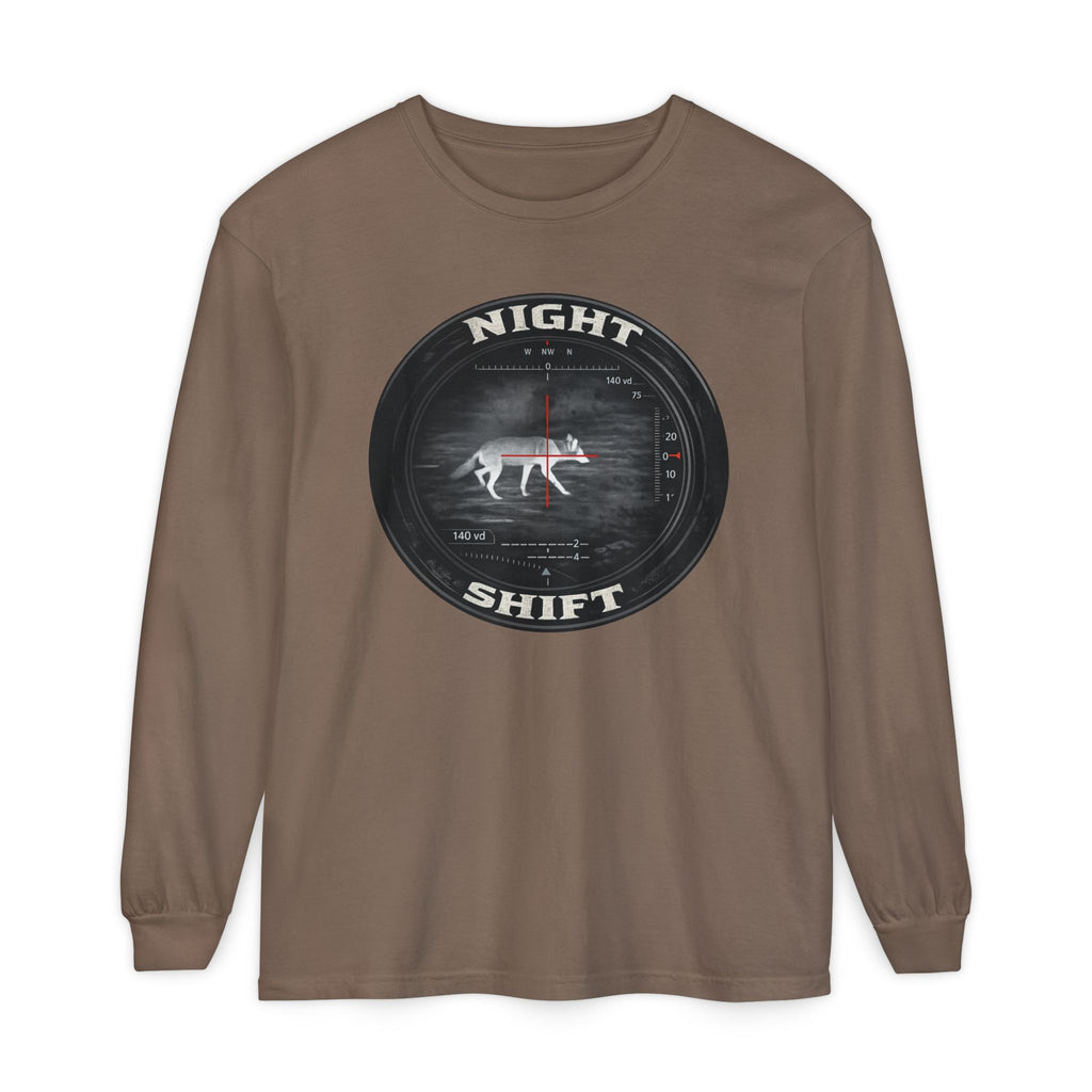 Night Shift Thermal Coyote Hunting Shirt | Predator Hunter Long Sleeve Tee | Night Vision Scope Graphic | Gift for Hunters | 3XL Available