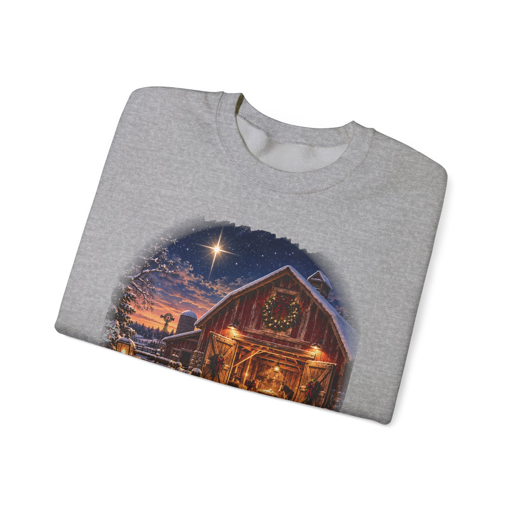Christmas Nativity Sweatshirt, Country Christmas Crewneck, Manger Barn Scene, Christian Christmas Shirt, Faith Holiday Gift