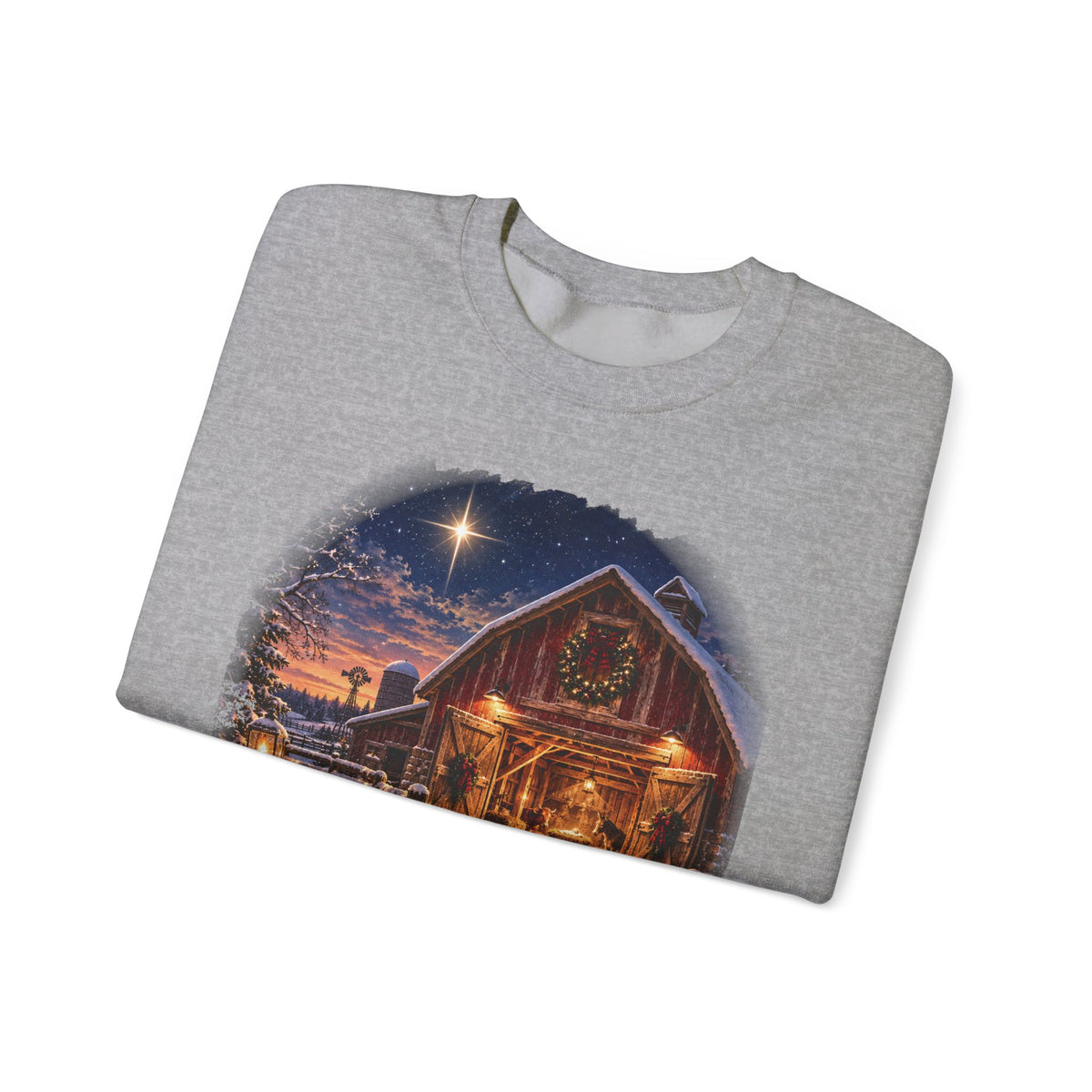 Christmas Nativity Sweatshirt, Country Christmas Crewneck, Manger Barn Scene, Christian Christmas Shirt, Faith Holiday Gift