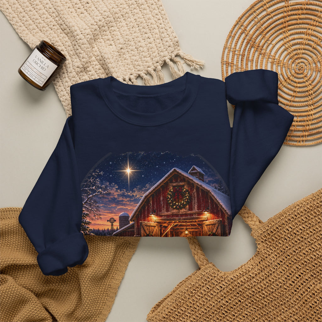 Christmas Nativity Sweatshirt, Country Christmas Crewneck, Manger Barn Scene, Christian Christmas Shirt, Faith Holiday Gift