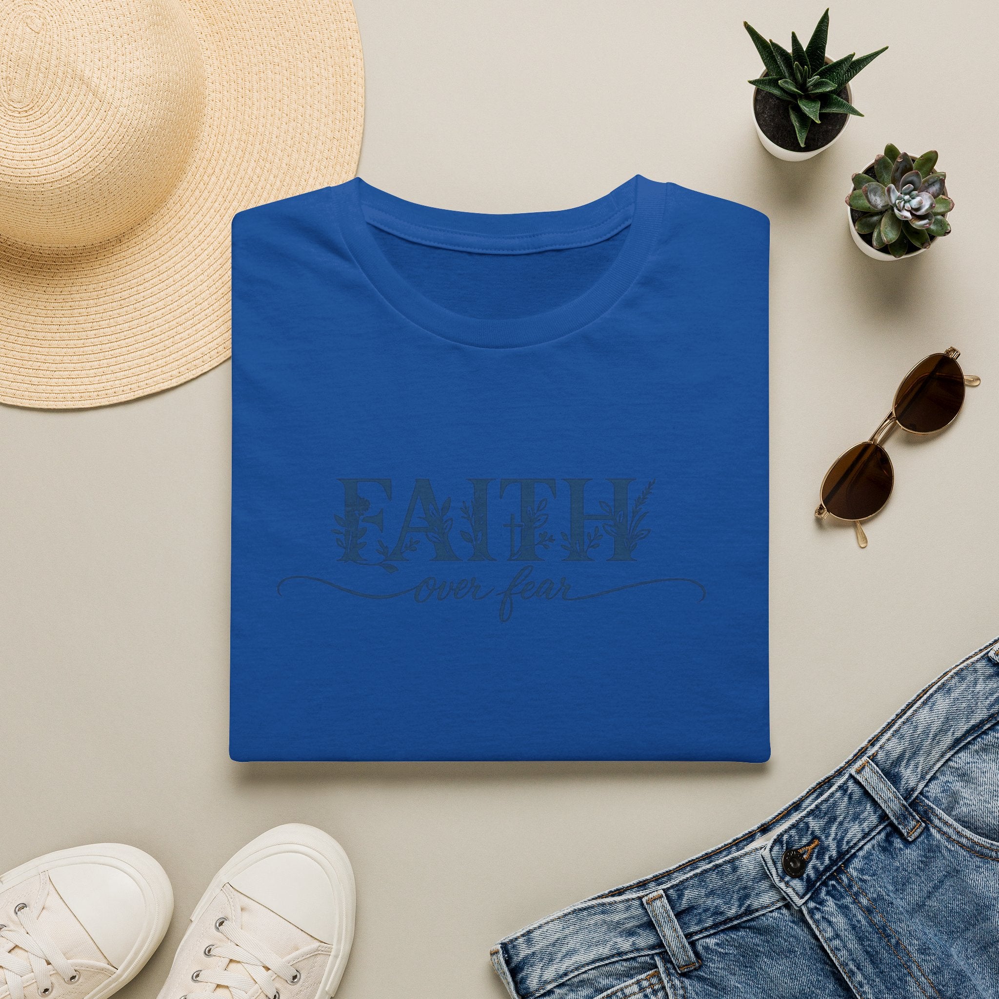 Faith Over Fear Christian T-Shirt | Floral Faith Graphic Tee | Inspirational Religious Shirt | Women's Church Gift