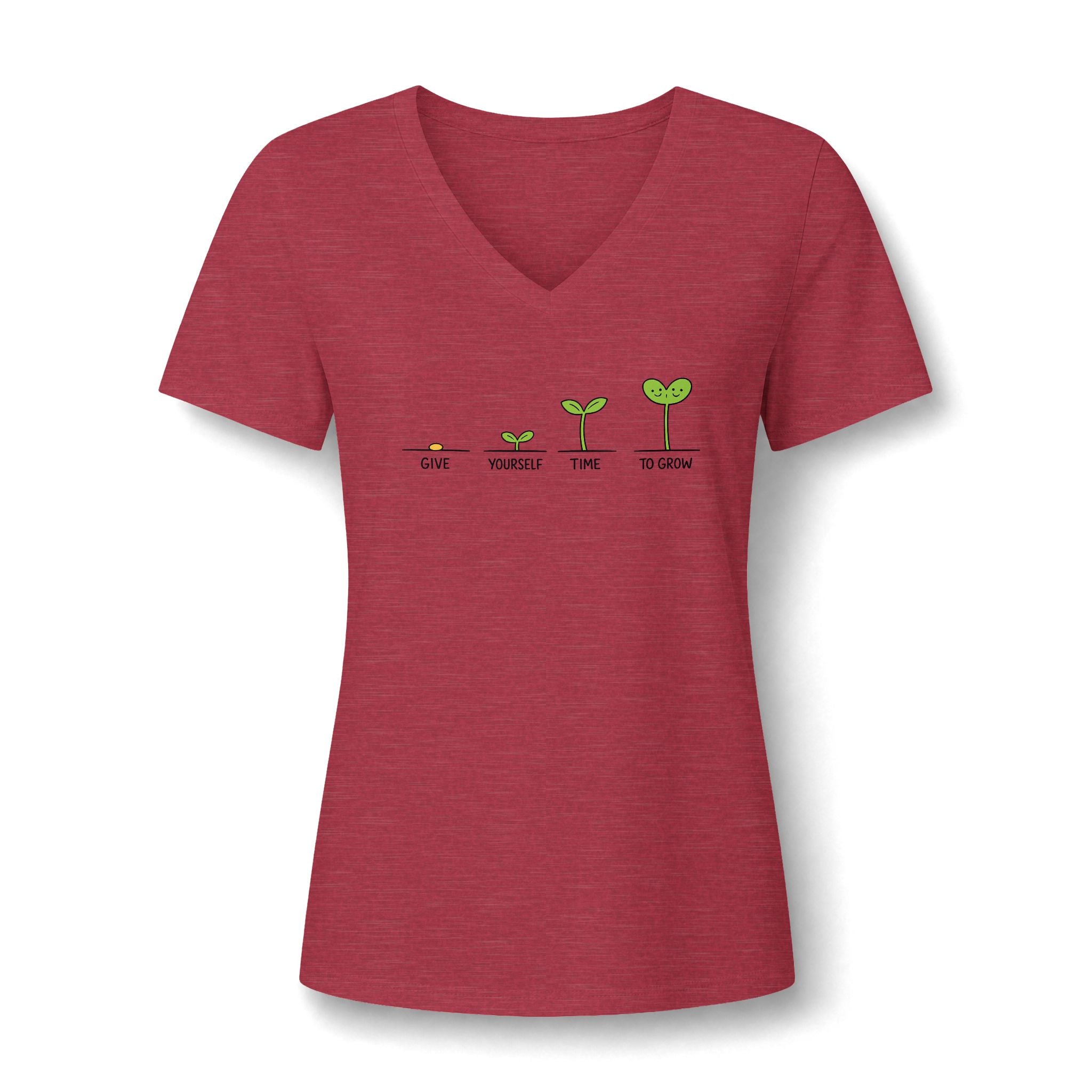 Give Yourself Time to Grow Teacher Shirt | Growth Mindset V-Neck Tee | Inspirational Sprout Graphic | Teacher Appreciation Gift