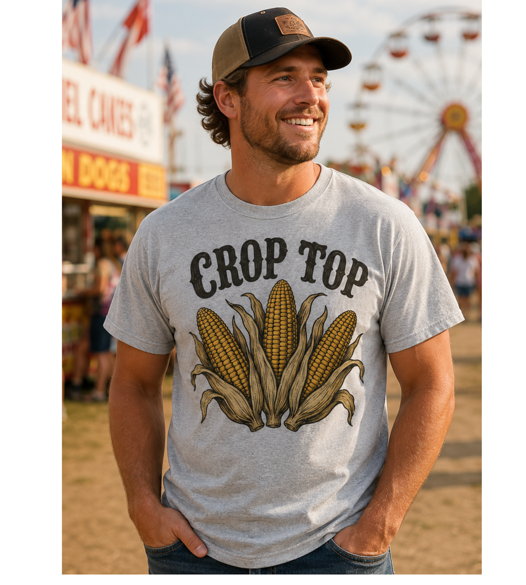 Crop Top T‑Shirt — Corn Graphic Farm Tee