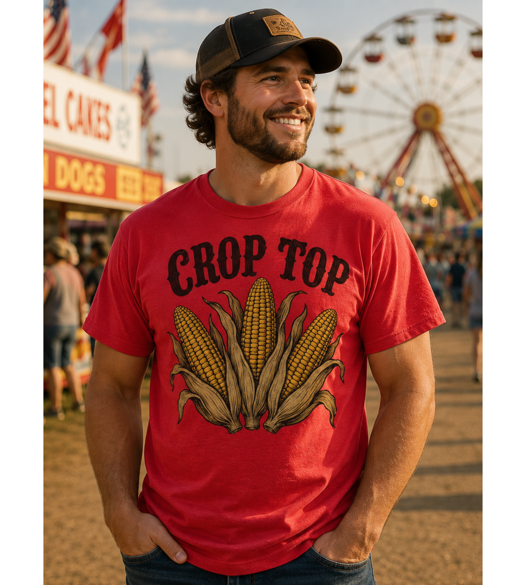 Crop Top T‑Shirt — Corn Graphic Farm Tee