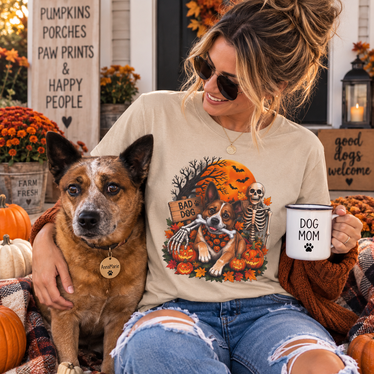 Funny Halloween Dog Shirt, Skeleton Arm Dog Tee, Spooky Dog Mom Shirt, Halloween Pet Lover Gift