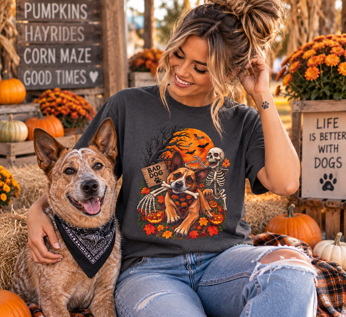 Funny Halloween Dog Shirt, Skeleton Arm Dog Tee, Spooky Dog Mom Shirt, Halloween Pet Lover Gift