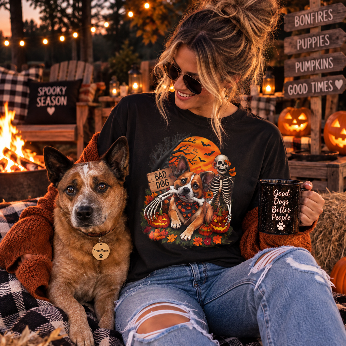 Funny Halloween Dog Shirt, Skeleton Arm Dog Tee, Spooky Dog Mom Shirt, Halloween Pet Lover Gift
