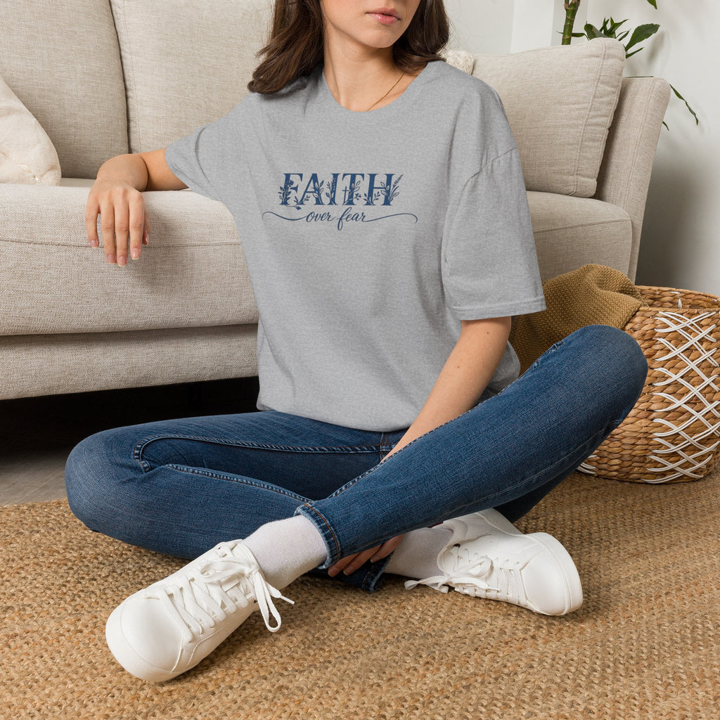 Faith Over Fear Christian T-Shirt | Floral Faith Graphic Tee | Inspirational Religious Shirt | Women's Church Gift