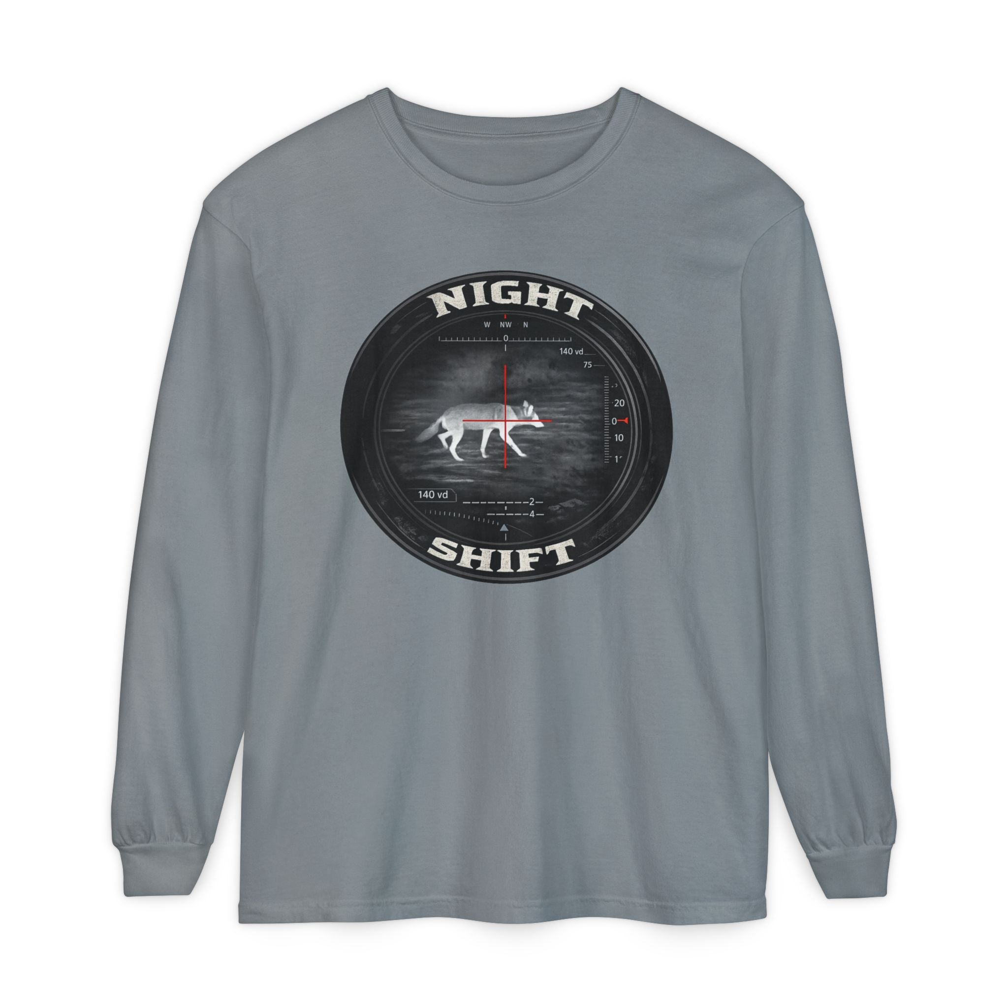 Night Shift Thermal Coyote Hunting Shirt | Predator Hunter Long Sleeve Tee | Night Vision Scope Graphic | Gift for Hunters | 3XL Available