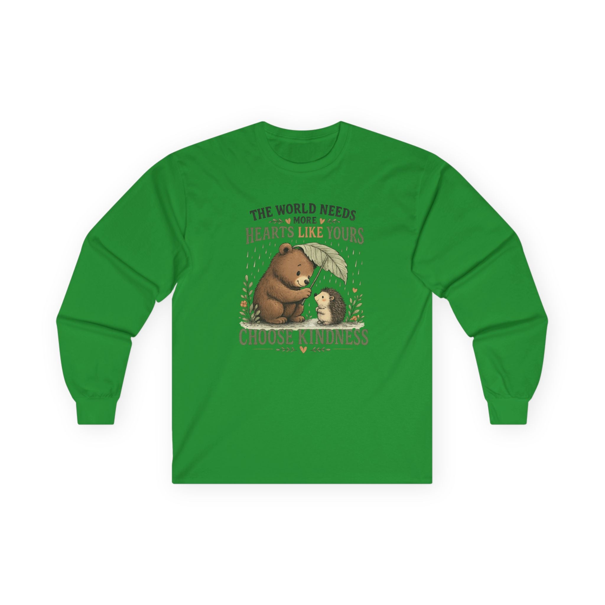 Choose Kindness Long Sleeve Shirt | Cute Bear & Hedgehog Woodland Graphic Tee | Inspirational Nature Shirt | Unisex Gift