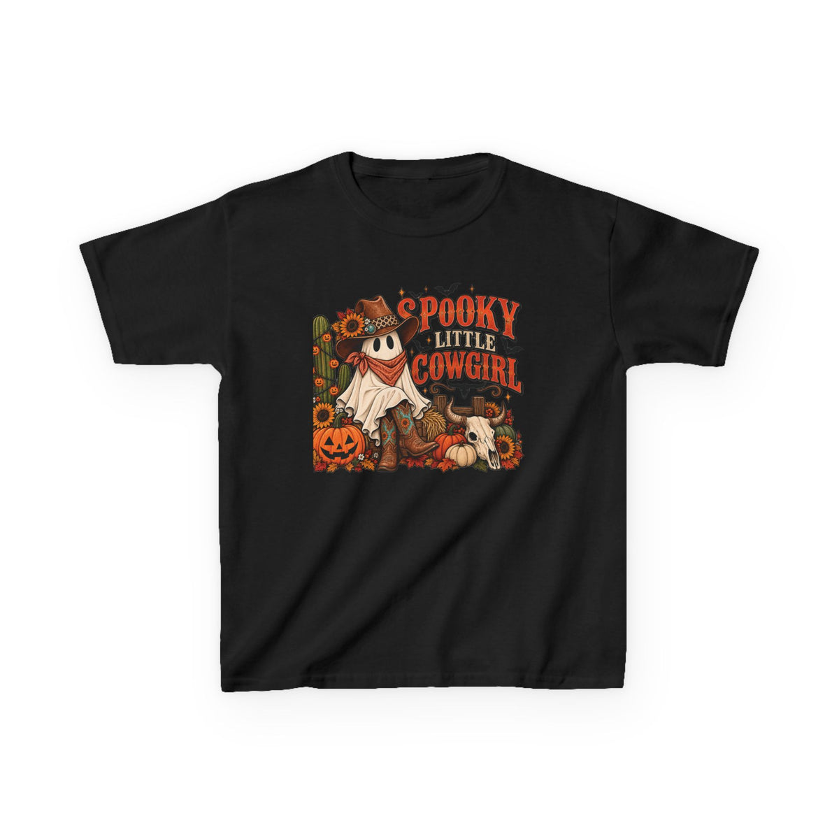 Spooky Little Cowgirl Kids Shirt, Western Halloween Tee, Girls Ghost Shirt, Fall Cowgirl Outfit