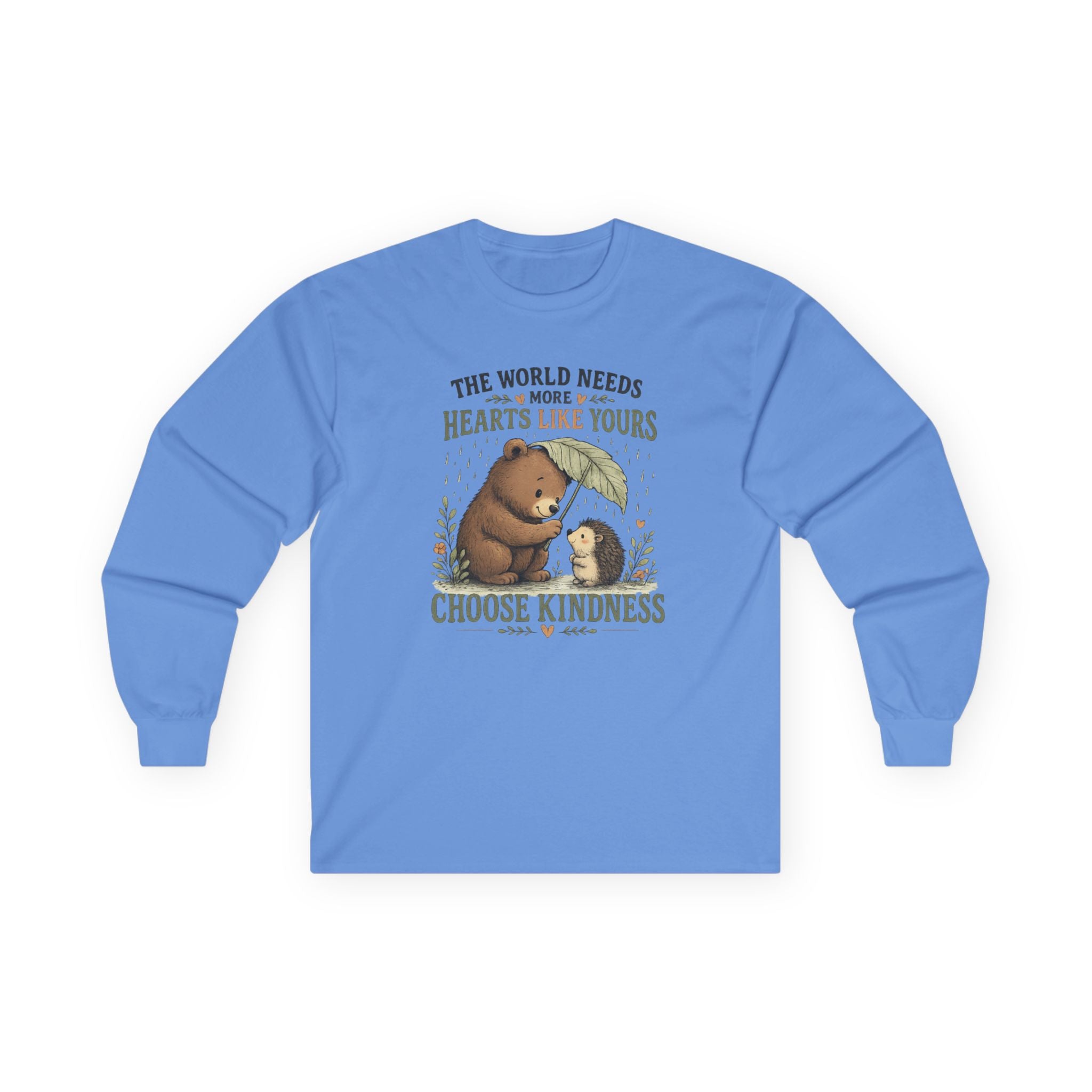 Choose Kindness Long Sleeve Shirt | Cute Bear & Hedgehog Woodland Graphic Tee | Inspirational Nature Shirt | Unisex Gift