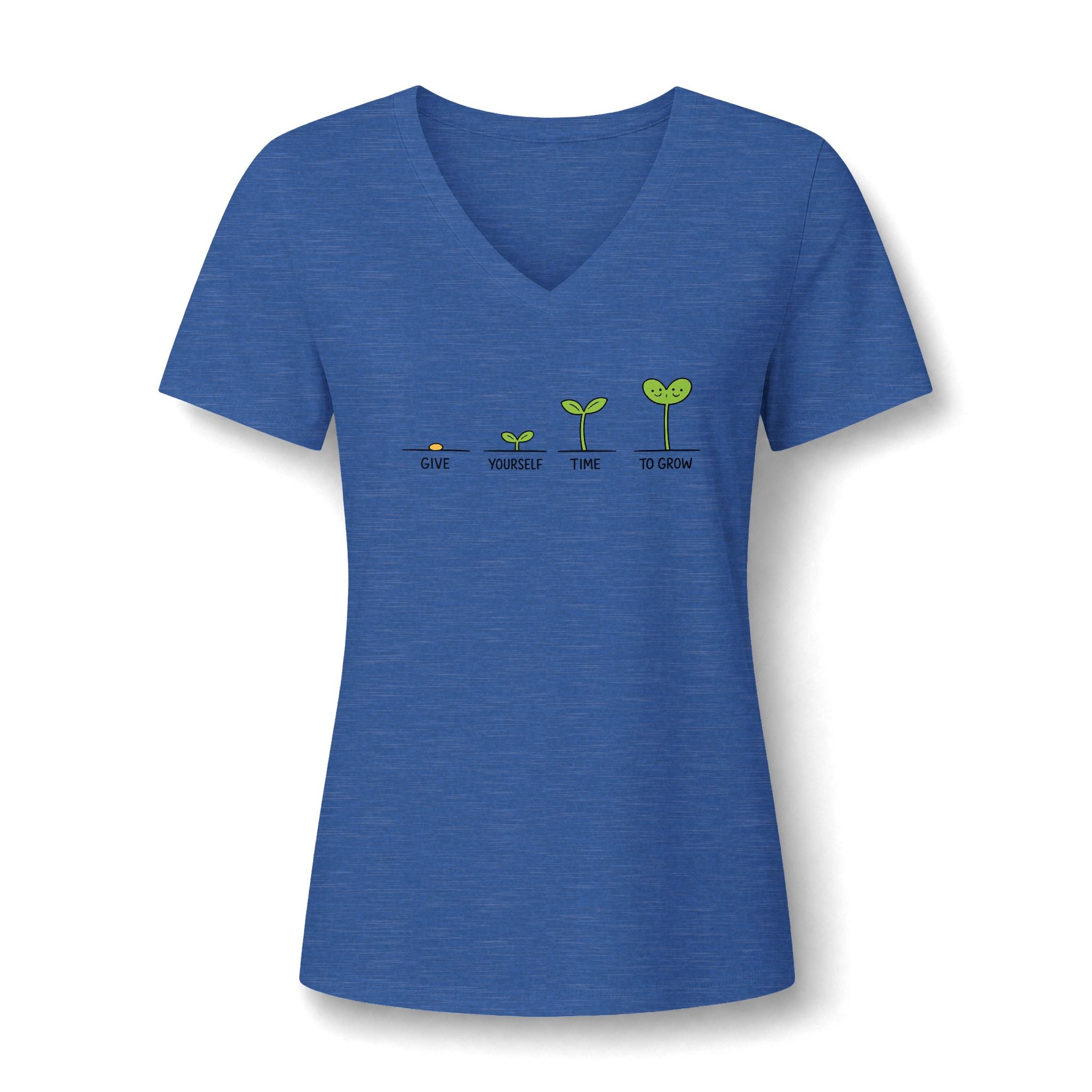 Give Yourself Time to Grow Teacher Shirt | Growth Mindset V-Neck Tee | Inspirational Sprout Graphic | Teacher Appreciation Gift