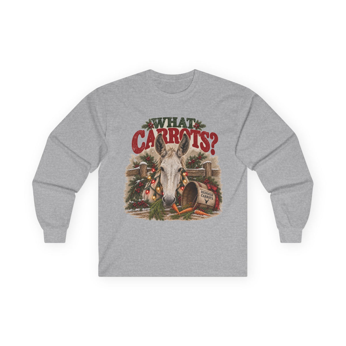 Funny Christmas Mule Long Sleeve Shirt, What Carrots Holiday Tee, Mule Lover Gift, Country Christmas Farm Shirt