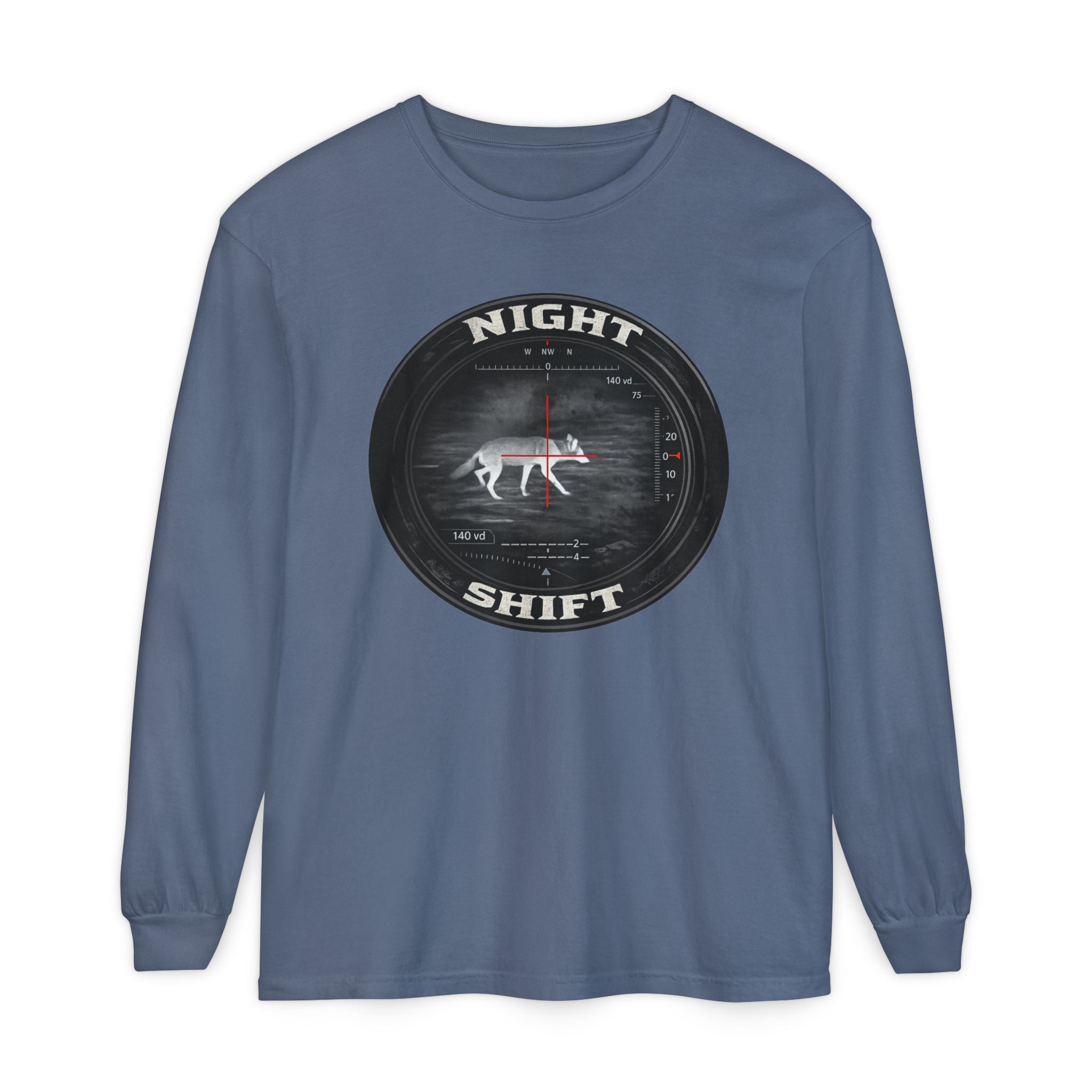 Night Shift Thermal Coyote Hunting Shirt | Predator Hunter Long Sleeve Tee | Night Vision Scope Graphic | Gift for Hunters | 3XL Available