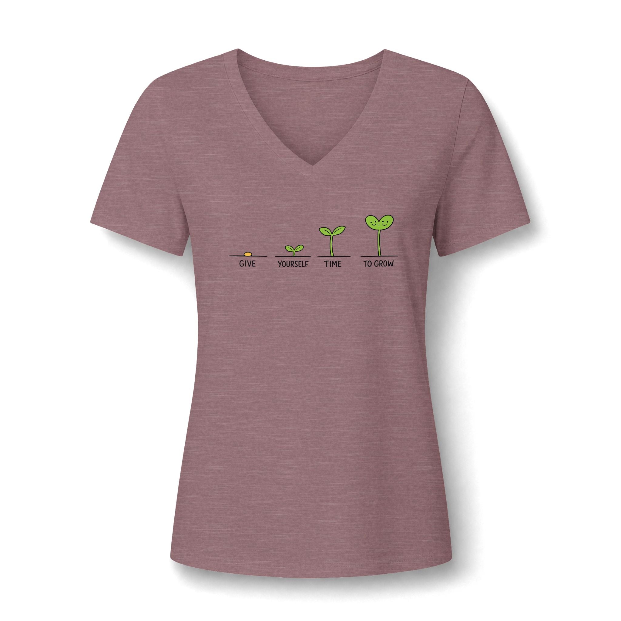Give Yourself Time to Grow Teacher Shirt | Growth Mindset V-Neck Tee | Inspirational Sprout Graphic | Teacher Appreciation Gift