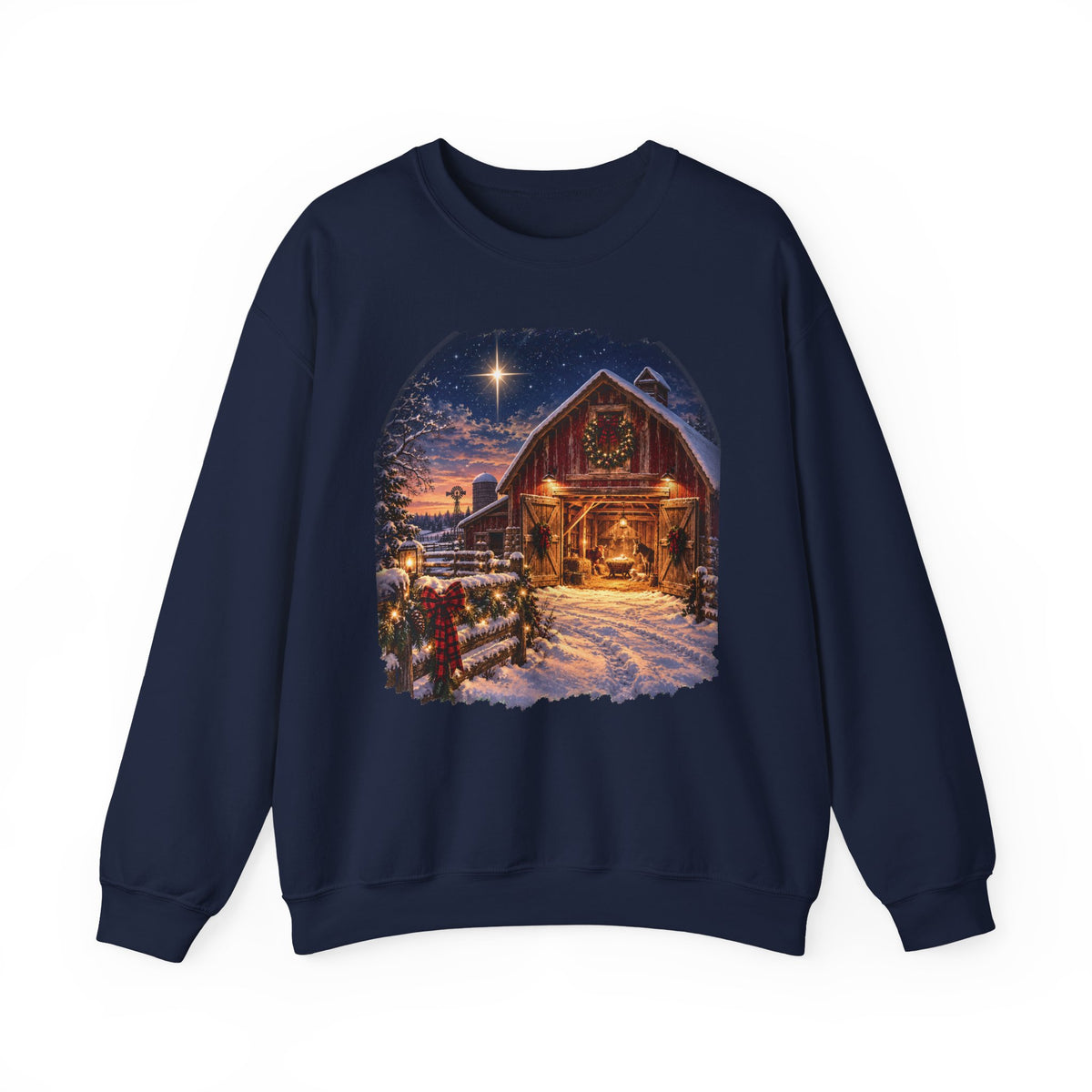 Christmas Nativity Sweatshirt, Country Christmas Crewneck, Manger Barn Scene, Christian Christmas Shirt, Faith Holiday Gift