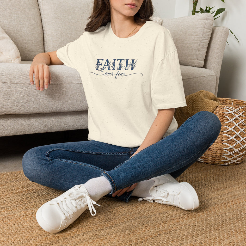Faith Over Fear Christian T-Shirt | Floral Faith Graphic Tee | Inspirational Religious Shirt | Women's Church Gift