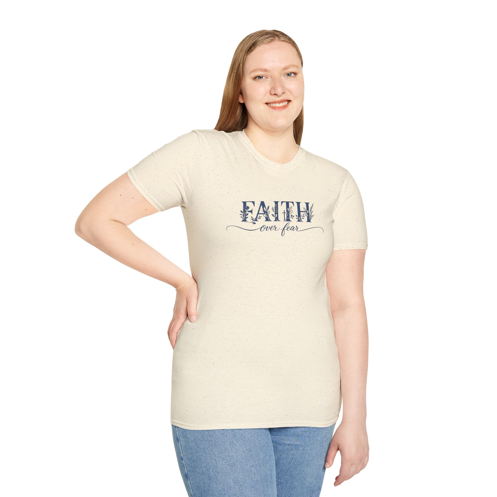 Faith Over Fear Christian T-Shirt | Floral Faith Graphic Tee | Inspirational Religious Shirt | Women's Church Gift