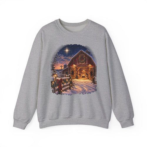 Christmas Nativity Sweatshirt, Country Christmas Crewneck, Manger Barn Scene, Christian Christmas Shirt, Faith Holiday Gift