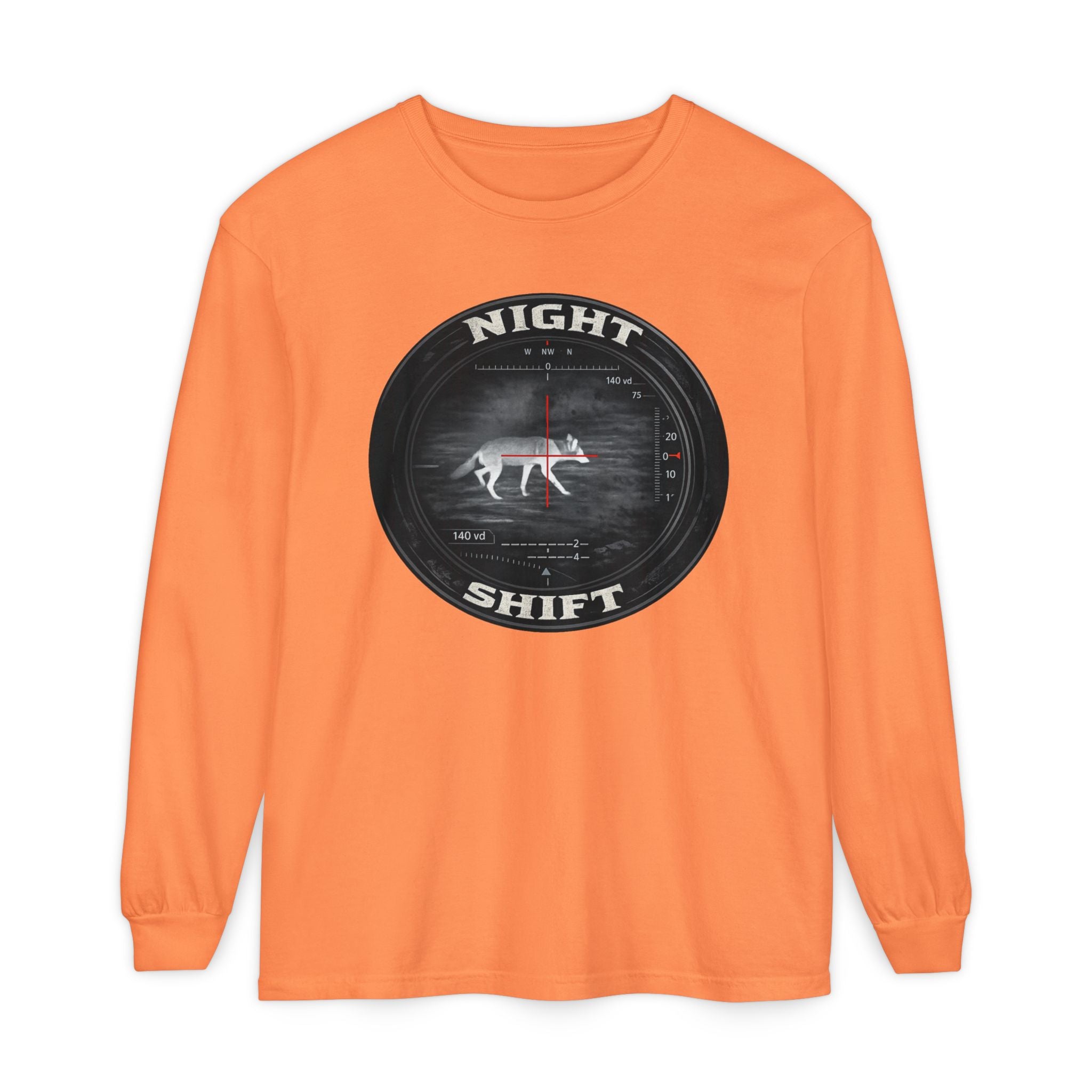 Night Shift Thermal Coyote Hunting Shirt | Predator Hunter Long Sleeve Tee | Night Vision Scope Graphic | Gift for Hunters | 3XL Available