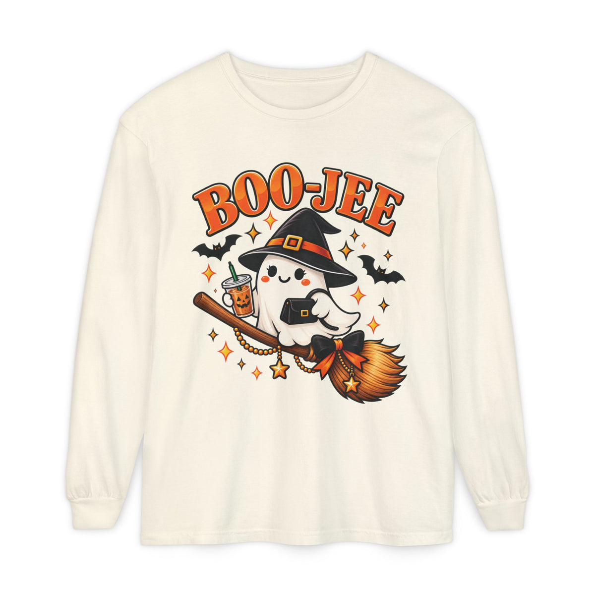 Boo-Jee Ghost Long Sleeve Shirt, Cute Halloween Coffee Tee, Witchy Fall Shirt