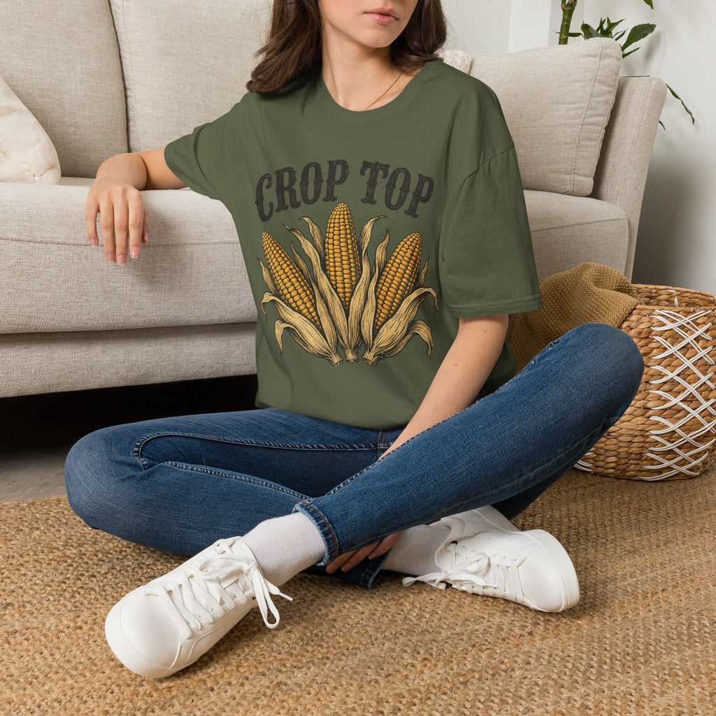 Crop Top T‑Shirt — Corn Graphic Farm Tee