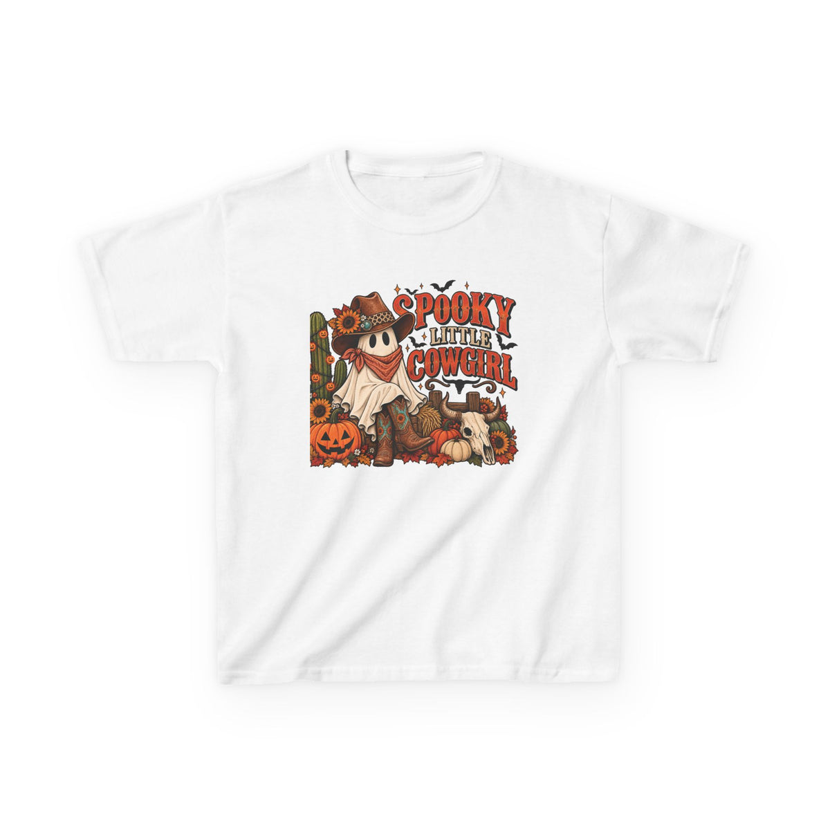 Spooky Little Cowgirl Kids Shirt, Western Halloween Tee, Girls Ghost Shirt, Fall Cowgirl Outfit