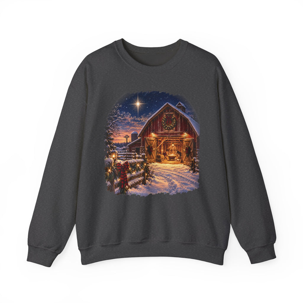 Christmas Nativity Sweatshirt, Country Christmas Crewneck, Manger Barn Scene, Christian Christmas Shirt, Faith Holiday Gift