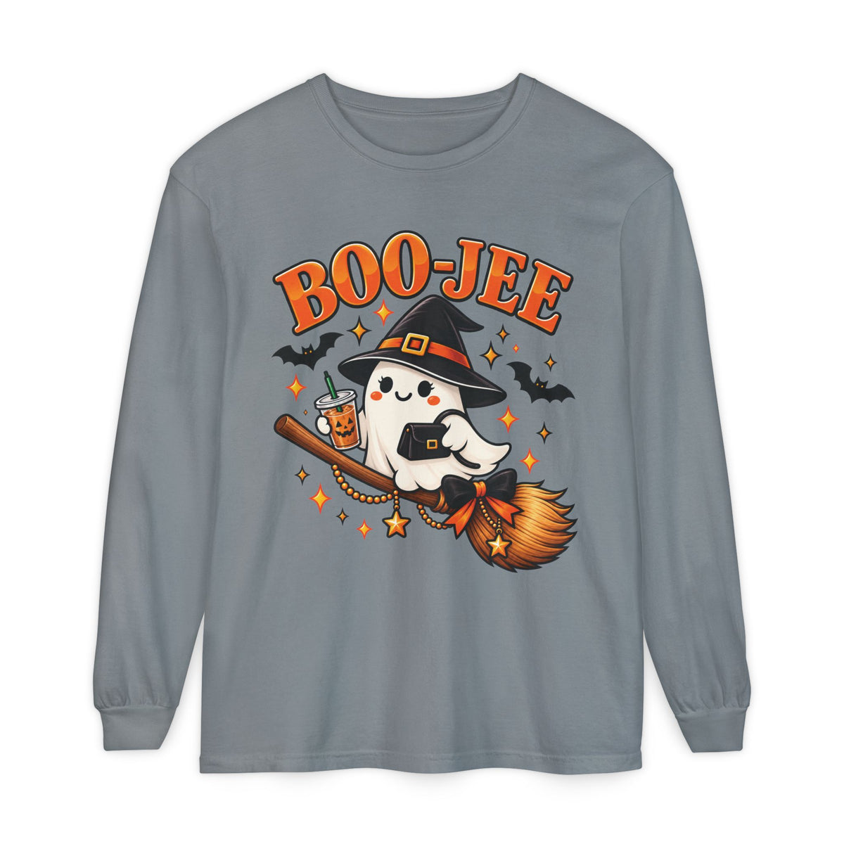 Boo-Jee Ghost Long Sleeve Shirt, Cute Halloween Coffee Tee, Witchy Fall Shirt