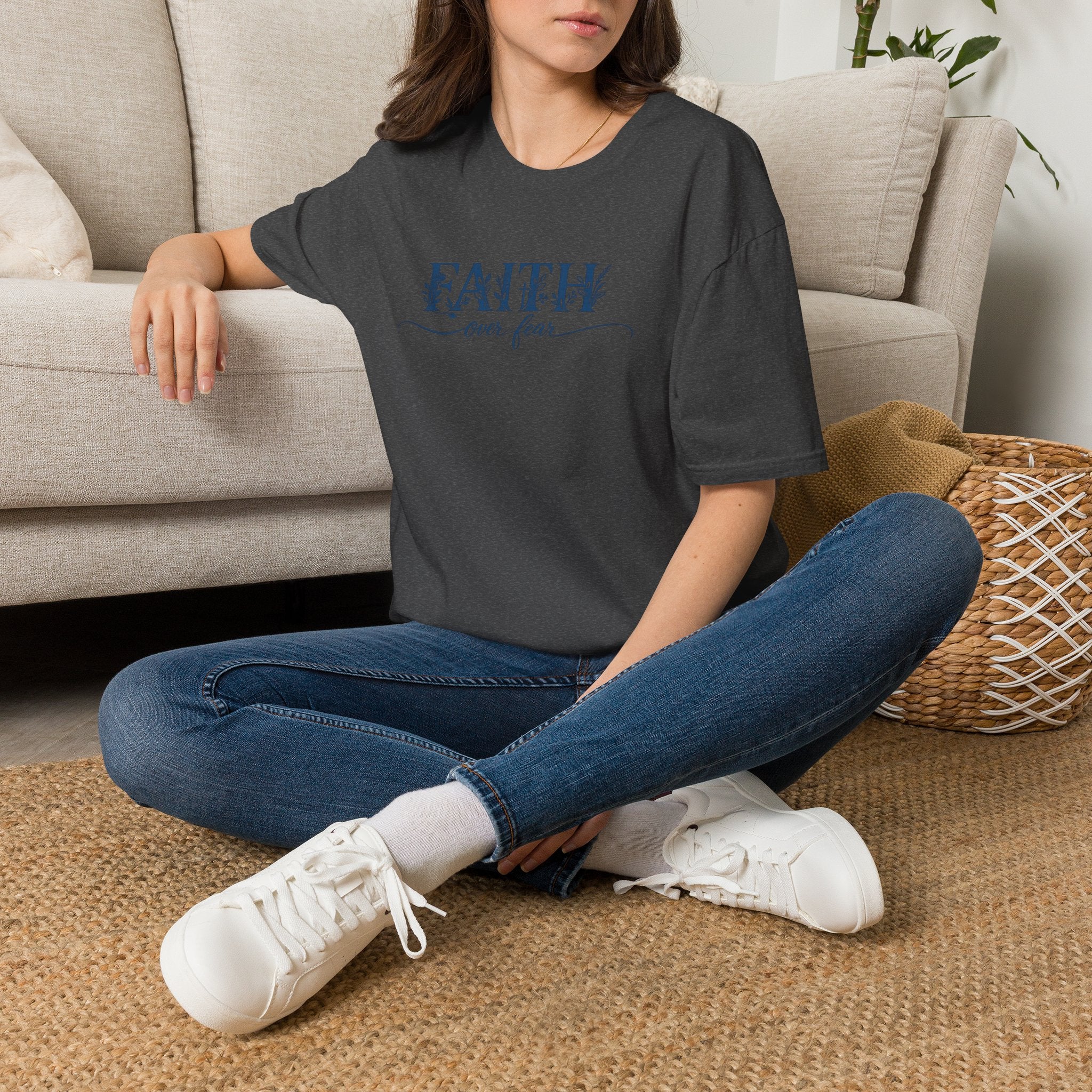 Faith Over Fear Christian T-Shirt | Floral Faith Graphic Tee | Inspirational Religious Shirt | Women's Church Gift